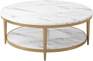 Mesa de Centro Extensible Royal Look en Dorado y Plateado, con Superficie de Mármol Blanco, Diseño Moderno, Tamaño Personalizado para Sala de Estar - Product Image 5