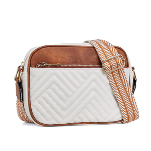 Vente en gros de sac à bandoulière durable en jacquard à rayures en cuir PU sac à bandoulière pour femmes avec fermeture éclair portable unisexe - Product Image 1