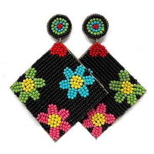 Pendientes de oro empanado de estilo europeo y americano de diseño rojo blanco, pendientes de cuentas occidentales al por mayor, conjunto bohemio - Product Image 4