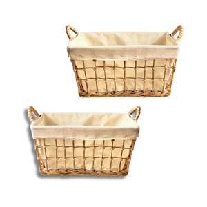 CESTA DE ALMACENAMIENTO DE JACINTO DE AGUA Artesanal Almacenamiento Rectangular con Forro de Algodón para Ropa Artesanía de Vietnam - Product Image 1