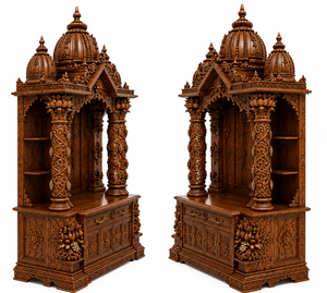 Bollywood Style Floral Carved Teak Wood <b>Mandir</b> <b>For</b> <b>Home</b> Buy Traditional carved Pillar Solid Wood Hindu <b>Pooja</b> Temple Australia - Product Image 4