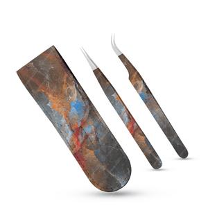 Vente en gros de faux cils en acier inoxydable Outils avec logo personnalisé Pochette Emballage Beau design Pince à épiler d'extension de cils pointus - Product Image 5