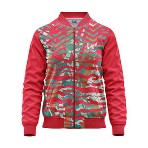 Chaqueta universitaria de béisbol de poliéster 100% hecha a medida para hombre, estilo con cremallera y cuello levantado bordado de calle alta con tarifa cero - Product Image 5