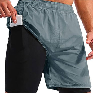 Short de sport pour homme sur mesure, été, course à pied, logo personnalisé, teinture unie, 100% polyester, décontracté, séchage rapide, respirant, taille élastique - Product Image 1