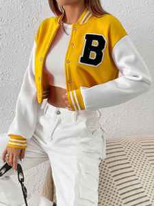 Chaqueta universitaria corta para mujer hecha de Material de lana personalizado transpirable 100% chaqueta universitaria corta con diseño de cierre personalizado 2025 - Product Image 2