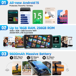 โทรศัพท์มือถือ <span class=keywords><strong>Ulefone</strong></span> RugKing Global 4G รุ่นทนทาน ระบบปฏิบัติการ Android 15 กันน้ำ หน่วยความจำ 16GB+256GB แบตเตอรี่ 9600mAh รองรับ NFC - Product Image 6