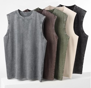 Última ropa de calle personalizada 230 Gsm 100% algodón lavado camiseta sin mangas Unisex Streetwear camiseta sin mangas para hombres y mujeres - Product Image 2