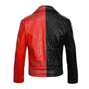 Veste en cuir vintage gothique rock punk pour homme avec logo frontal en toile respirante, streetwear d'hiver, veste de moto - Product Image 2