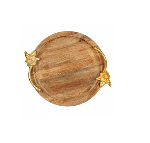 ถาดเสริฟไม้ตกแต่งพร้อมที่จับโลหะสําหรับโต๊ะกาแฟเคาน์เตอร์ด้านบนถาดเสริฟตกแต่งบ้านไร่ - Product Image 4