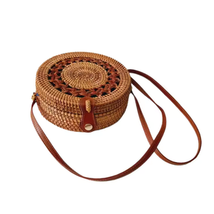 Sac de plage d'été en gros fait à la main par les femmes vietnamiennes rond rotin tissé paille fleur Style Offre Spéciale naturel jonc de mer Vietnam - Product Image 4