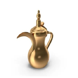 Pot à thé et à café en laiton doré de conception standard fait à la main idéal pour les ustensiles de cuisine et la table arabe Dallah élégant et durable - Product Image 2