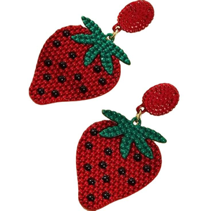 Mignon fantaisie fait à la main perlé fraise broderie boucle d'oreille nouveau Design élégant belle dernière à la mode par glowin fashion - Product Image 1