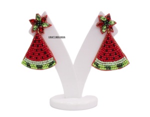 2025 Trendy Handmade Seed Beaded <b>Earrings</b> Big Circle <b>Stud</b> Tassel Design Pearl Main Stone for Classic Look for Anniversary - Product Image 1