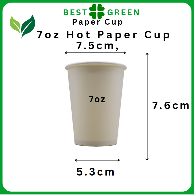 7oz tasse de papier à mur unique