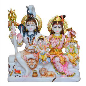 Murti en marbre Shiv Parivar |   Fabricant d'idoles en marbre de Shiva et Parvati – Maliyas - Product Image 1