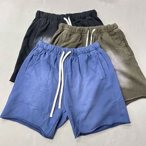 Short streetwear pour hommes Short de jogging vintage en coton avec ourlet brut personnalisé et délavé à l'acide Short de jogging en éponge Pantalon court uni - Product Image 5
