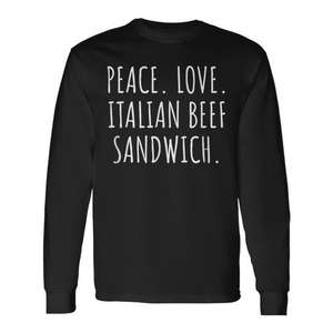 Camiseta de manga larga con estampado de sándwich de carne italiano, camiseta con meme de comida de Chicago - Product Image 1
