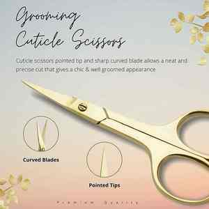 Ciseaux à cuticules de couleur dorée Ciseaux à cuticules en acier inoxydable à pointe pointue Ciseaux à cuticules pour sourcils et cils - Product Image 4