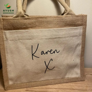 Sac de courses personnalisé avec logo, en jute 100% naturelle, avec options de personnalisation pour les marchés et les centres commerciaux - Product Image 1