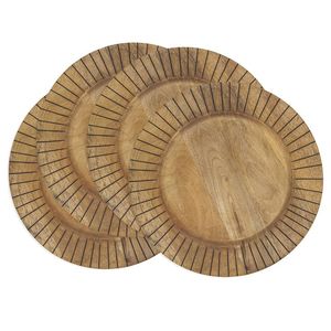 Plat de service en bois de manguier gravé, assiette rustique sculptée, plateau en bois pour décoration de table à manger, affichage de cuisine à domicile et vaisselle d'événement - Product Image 1