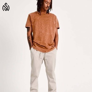 Camiseta Vintage lisa con lavado ácido para hombre, ropa de verano de gran tamaño con hombros caídos, camisas transpirables de alta calidad en stock a granel 2025 - Product Image 3