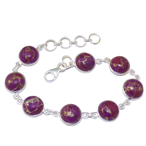 Handmade Fine <b>Silver</b> Tennis <b>Bracelet</b> Purple Turquoise Gemstone Gift <b>Solid</b> 925 Sterling <b>Silver</b> Jewelry Sterling <b>Silver</b> Jewelry - Product Image 1