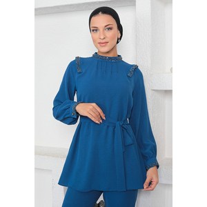 Traje Casual ElbiseStone de 2 Piezas, Largo Midi, con Manga Larga y Detalles Elegantes, 100% Algodón - Product Image 2