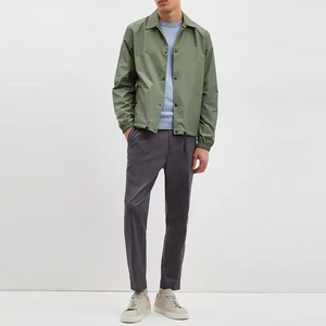 100% Polyester Men's Long Sleeve Button <b>Coach</b> Jacket Custom Logo Lightweight Windbreaker Streetwear Outdoor Breathable Print - Product Image 6