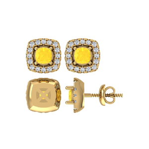 Ensemble de boucles d'oreilles en or et diamant jaune fantaisie naturel opulent diamants énigmatiques boucles d'oreilles en or boucles d'oreilles élégantes en or et diamant bijoux de mode - Product Image 1