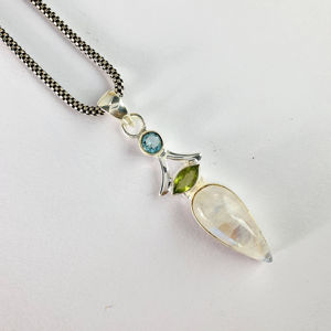 Handmade Silver <b>Moonstone</b> <b>Pendant</b> Bezel Setting Rose Gold Platinum Jewelry Featuring Religious Style Amethyst Charm Number - Product Image 1