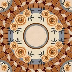 Sp Green-30736 Book Match Ceramic Floor Tile 40x40cm Glazed Glossy Polished Traditional Grey Golden Interior 400x400mm - Product Image 5