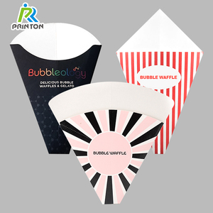 Khoai tây chiên Crepe Cone cup bong bóng Waffle bao bì hộp printon Takeaway tùy chỉnh logo bán buôn giấy kraft thực phẩm giấy <span class=keywords><strong>container</strong></span> - Product Image 2