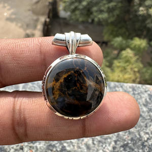 Pendentif en pietersite de style bohème fait à la main en gros, serti en bélière |   Bijoux en argent sterling 925 avec pierre naturelle pour cadeau de fête - Product Image 5