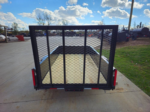 Remolque utilitario 5x10 de plataforma recta con laterales de 18 pulgadas de altura, puerta alta y eje único, para paisajismo, en venta. - Product Image 4