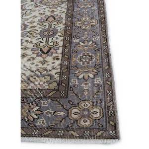 Vintage 9x12 <b>Wool</b> Rug Beige <b>Brown</b> Hand Knotted Medallion Rectangle Puzzle Abstract Patterns for Home Entryway Hallway Pae-2589 - Product Image 4