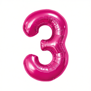 Palloncini Numero Party Love Fucsia N3 45cm Confezione da 12 Pezzi - Product Image 2