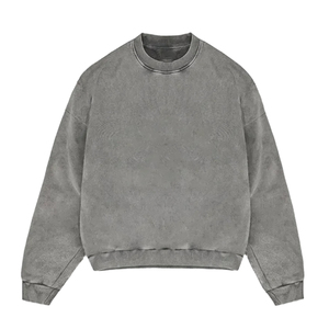 Basics Hommes Boxy Crewneck lavé à l'acide French Terry Pull Respirant Dropshoulder Crew Neck Sweat coton mélangé - Product Image 4