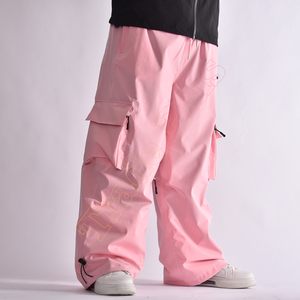 Pantalones de Nieve Rosa de Moda 2025 con Cintura Ajustable con Cordón, Bolsillos Tipo Cargo, Ventilación con Cremalleras, Polainas Internas para Botas, Opción de Logotipo Personalizado - Product Image 3