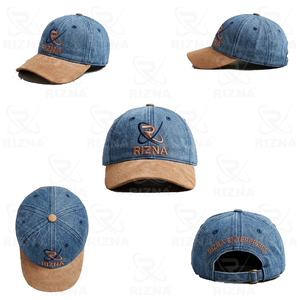 Gorra de Béisbol RIZNA de Mezclilla Twill, 6 Paneles, Ajustable, Unisex, Casual, Deportiva, Formal, con Logotipo Bordado en 3D en el Panel Frontal, Azul, de Algodón - Product Image 6