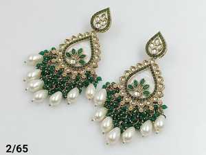 Último diseñador indio al por mayor joyería de Jhumka Kundan pendientes nuevas colecciones para mujer elegante colección de pendientes 2024 - Product Image 3