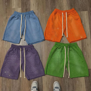 กางเกงขาสั้นวิ่งจ๊อกกิ้งแห้งเร็วสำหรับผู้ชายเสื้อผ้าแนวสตรีทผ้าหินโอเวอร์ไซส์แบบวินเทจโลโก้พลอยเทียมออกแบบได้ตามต้องการ - Product Image 6