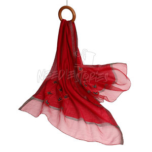 Soft Lightweight <b>Silk</b> <b>Scarf</b> With Traditional Floral Embroidery Handmade With Care Perfect For Gifting - Product Image 4