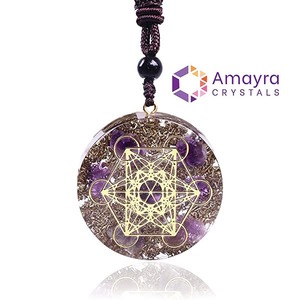 Orgonite Améthyste Métatron Couche de Cuivre Pendentif Rond Qualité Supérieure Vente en Gros Orgonite Produits de Cristaux d'Amayra Exportations - Product Image 3