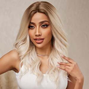 DWY BL66091-1 20 Inch for Ombre White <b>Long</b> Curly <b>Wig</b> with Transparent Lace Front Loose Wave Style for Women - Product Image 3