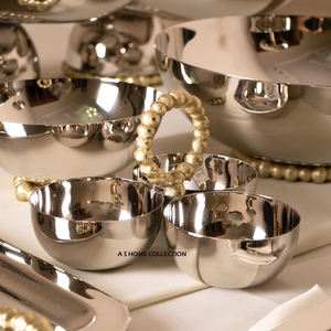 Cuenco de Metal de aluminio y acero inoxidable más vendido, cuenco para servir aperitivos pulidos con espejo, mango redondo dorado - Product Image 1
