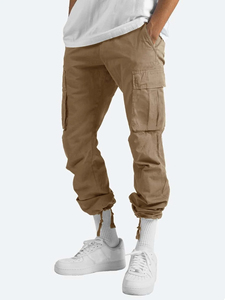 Verano Cargo múltiples bolsillos lisos cómodos pantalones holgados Cargo pierna recta pista de nailon para hombres pantalones con logotipo personalizado - Product Image 2