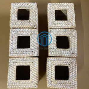 Cubierta de caja de pañuelos de ratán cuadrado, soporte de jacinto de agua Natural tejido a mano para decoración de hogar, Hotel y oficina - Product Image 1