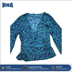 Blusa de manga larga de rayón informal de verano para mujer, camisa de longitud Regular con estampado transpirable y cuello con volantes y cuello en V de alta calidad - Product Image 6
