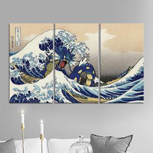 Lienzo Impreso con la Gran Ola de Gyarados, Arte de Anime Audaz, Juego de 3 Lienzos - Product Image 1