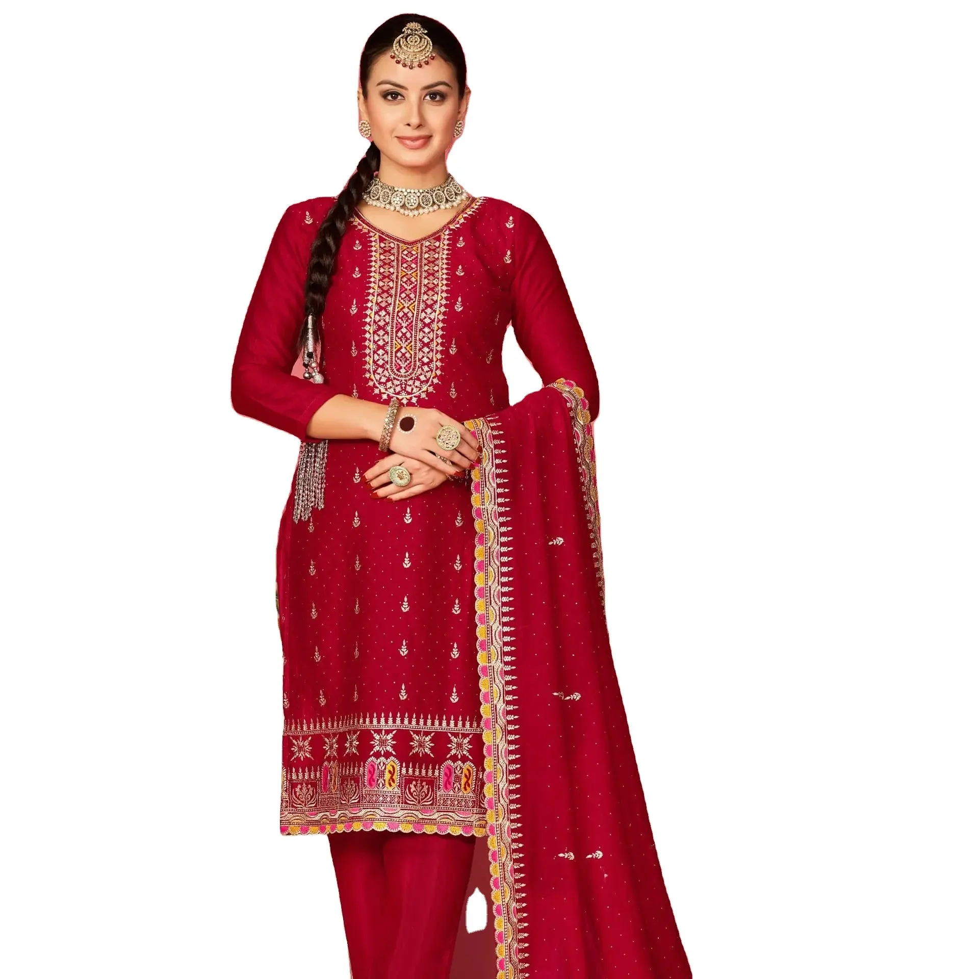 New Pakistani Blooming vichitra with embroidery Work with servoswaki diamond suit with dupatta for online sale